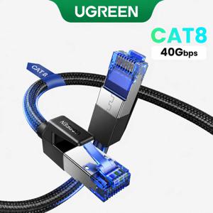 UGREEN CAT8 이더넷 케이블 40Gbps 2000MHz RJ45-RJ45 네트워킹 코튼 브레이드 인터넷 랜 케이블 (PC, 라우터, PS5용)