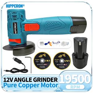 Hippcron 19500 RPM 전기 휴대용 앵글 그라인더 무선 연마 미니 커팅 블레이드 그라인더 리튬 배터리가있는 전동 공구