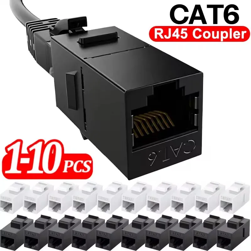 1-10개 RJ45 커넥터 Cat 6 이더넷 네트워크 케이블 연장기 키스톤 어댑터 RJ45 암-암 연결 CAT6 키스톤 커플러