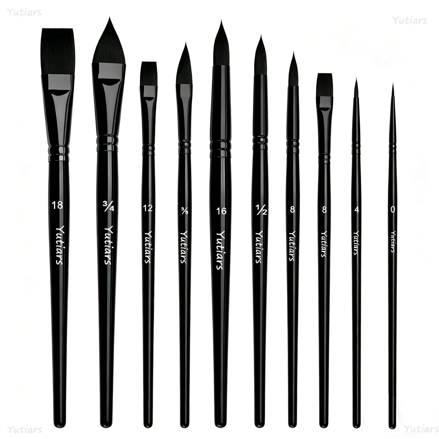 10Pcs 전문 나일론 페인트 브러쉬 세트, 아크릴 수채화 오일 구아슈 캔버스 드로잉 용품을 위한 튼튼한 강모 브러쉬