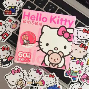 60 PCS Kawaii Sanrio 헬로 키티 스티커 박스 세트 어린이를위한 귀여운 만화 방수 데칼 보상 스티커 DIY 저널 스크랩북