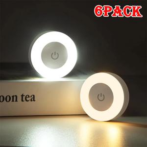 1-6개 에너지 절약 LED 야간 조명 터치 센서 3색 조광 가능 벽걸이 야간 램프 USB 충전식 마그네틱 방 통로 침실