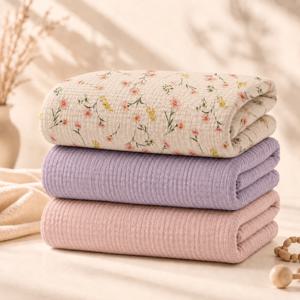 3PCS 아기 거즈 블랭킷 부드럽고 통기성 좋은 이중 거즈 속싸개 신생아용 목욕 타월