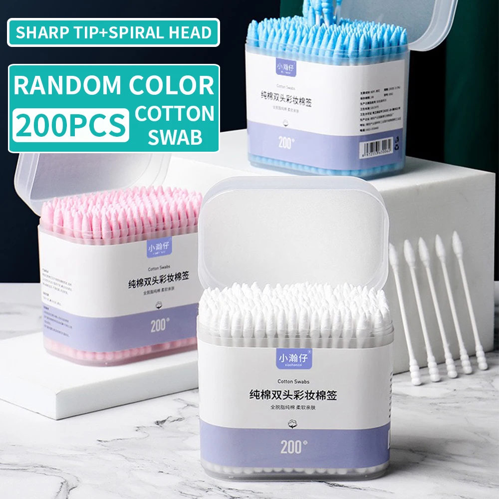 200PCS 일회용 양방향 면봉 귀 청소 메이크업 리무버 좋은 귀 파기 숟가락 가정 용품