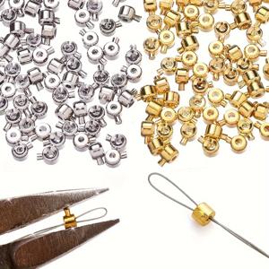 20개 3x4mm 구리 포지셔닝 버클 걸쇠(비드 캡 포함) - DIY 목걸이 및 팔찌 커넥터, 보석 마감 액세서리