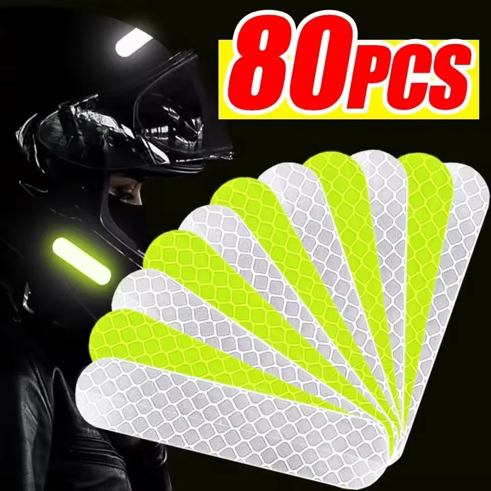 10/40/80PCS 야간 반사 스트립 경고 스티커 자동차 오토바이 헬멧 자전거에 대 한 방수 높은 가시성 반사판 테이프