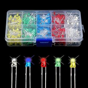 100/500 개, 3mm 5mm,LED 다이오드 모듬 키트, 흰색 녹색 빨간색 파란색 노란색, LED 발광 다이오드 전자 키트, 표시등