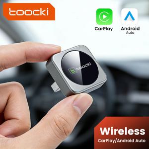 투키 2-in-1 무선 카플레이 & 안드로이드 오토 어댑터 BT 5.3 WiFi 5G 2.4G 플러그 앤 플레이 USB-C 아이폰 안드로이드 차량용 유선 카플레이 지원
