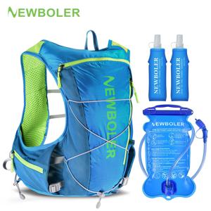 NEWBOLER 러닝 하이드레이팅 조끼 배낭 남성용 사이클링 배낭 하이킹 마라톤 하이킹 조끼 2L 워터백 500ml 물병