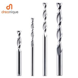 드레니크 1개입 UP컷 솔리드 카바이드 밀링 커터 3.175 4 6 8mm 2플루트 스파이럴 라우터 비트 카바이드 엔드밀 목재 MDF용
