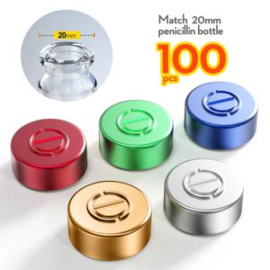 100pcs 20mm 알루미늄 씰링 캡 크림프 유리병, 알루미늄 씰링용 다양한 색상의 약제 캡