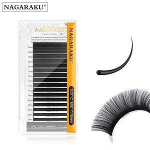 NAGARAKU 패스트 선박 16rows/케이스 7~25mm 믹스 프리미엄 천연 합성 밍크 개별 속눈썹 연장