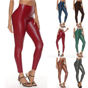 다채로운 가짜 가죽 바지 여성 하이 웨이스트 스키니 엉덩이 리프팅 레깅스 연필 Jeggings Stretchable 모조 가죽 바지