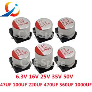 10pcs SMD 고체 전해 커패시터 낮은 ESR 6.3V 10V 16V 25V 35V 50V 63V 22UF 47UF 100UF 220UF 330UF 470UF 560UF 1000UF NEW