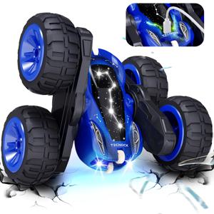 조명이 있는 원격 조종 자동차, 어린이용 2.4GHz RC 스턴트 자동차, 360도 회전 ° 회전하는 양면 RC 자동차 장난감 (남아 및 여아용)