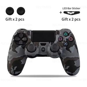 소니 PS4 컨트롤러용 실리콘 고무 케이스 커버 쉘, 2개의 썸스틱 그립 캡 포함, PS4 Pro 게임패드 조이스틱 액세서리