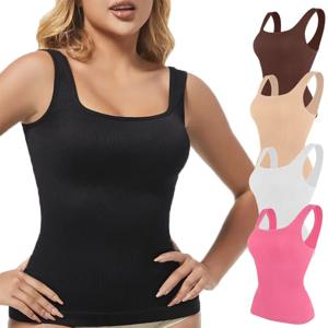 S-3XL 여성 Shapewear 조끼 허리 트레이너 압축 탱크 탑 스퀘어 칼라 Tummy Control Seamless Shaping Camisas Bodyshaper