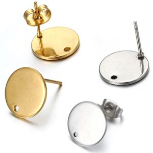 10pcs 아니 페이드 스테인레스 스틸 라운드 빈 포스트 귀걸이 스터드 기본 핀 귀걸이 플러그 귀 뒤로 보석 만들기 DIY 공급