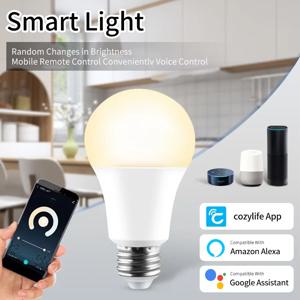 E27 와이파이 스마트 LED 전구, Cozylife 앱 제어, 알렉사 구글 홈, 주방 침실용 디밍 가능, 110V, 220V, 12W, 15W, 20W