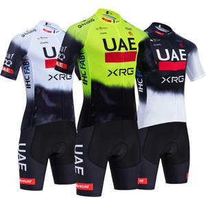Fluor 옐로우 사이클링 저지 팀, 2025 UAE 자전거 메일롯 저지 반바지 세트, MTB 로파 시클리스모, 속건성 자전거 티셔츠 의류