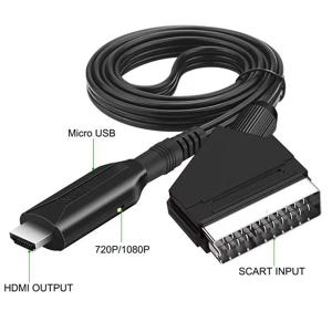 SCART-HDMI 변환기 케이블 비디오 오디오 변환기 어댑터 Scart in HDMI Out Suport HDTV DVD 용 720P/1080P 스위치