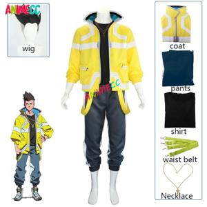 ANIMECC 재고 있음 Cyberpunkk 2077 데이비드 코스프레 의상 가발 애니메이션 Cyberpunkk Edge Walker Suit 남성용 할로윈 의상
