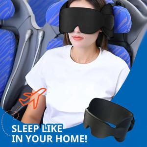 WFF 여행용 베개, 장거리 비행용 목베개, 수면용 아이 마스크가 포함된 대형 헤드 스트랩, 360도 ° 헤드레스트 지원
