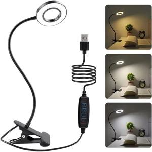 USB LED 클램프 책상 램프 눈 보호 독서등 3단계 밝기 조절 가능 유연한 북 라이트 터치 컨트롤 침실 사무실 학습용
