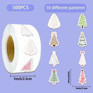 500PCS 창의적인 크리스마스 트리 롤 스티커 폰 케이스 장식 DIY 폰 케이스 노트북 물컵 맞춤형 스티커