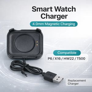 마그네틱 스마트 워치 충전기 4.0mm USB 충전 케이블 도크 P6 X16 HW22 T500 Plus X8 Plus 스마트워치 교체용 충전기