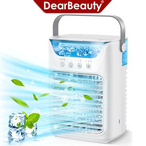 휴대용 에어컨 3-in-1 미니 팬 쿨러 및 가습기(700ml 상부 물탱크 및 7색 야간 조명 포함) 2/4/6시간 타이머
