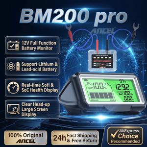 ANCEL BM200 PRO LED 배터리 테스터 12V 배터리 모니터 디스플레이 배터리 상태 SOH SOC 테스터 분석기 충전 테스터 도구