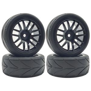 RC 1/10 온로드 투어링 타이어 및 휠 12mm 헥스 스트리트 레이싱 타이어 (1:10 1/12 랠리 드리프트 자동차 타미야 TT01 TT02 트랙사스 XV02 용)
