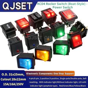 1pcs 25*31mm ON/OFF 래칭 로커 토글 스위치 전원 스위치 I/O 4/6 핀(라이트 포함) 16A 250V 220V 20A 125VAC KCD4 2/3 위치