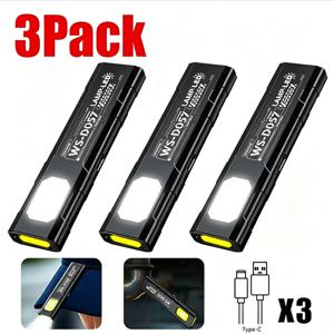 600LM LED COB 손전등 유형 C 충전식 미니 토치 포켓 랜턴 비상 캠핑 수리를 위한 자석이 있는 투광 작업등