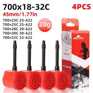 4개 초경량 자전거 이너 튜브 700c 로드 자전거 TPU 튜브 45mm 65mm 85mm 프렌치 밸브 23C 25C 28C 30C 32C 사이클링 자전거 타이어