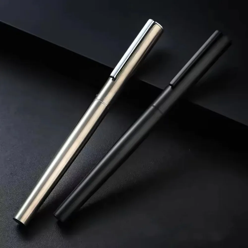 고품질 초미세 펜촉 만년필 0.38mm 스테인레스 스틸 비즈니스 사무용 필기용 서예 펜 매우 검은색 금속