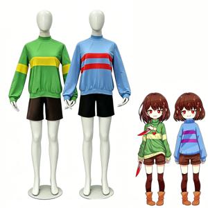 게임 Undertale Frisk 코스프레 의상 스트라이프 탑 긴 소매 정장 남성 여성 캐주얼 셔츠 할로윈 카니발 의상