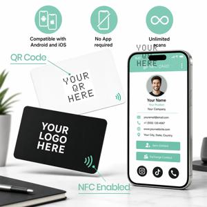 NFC 디지털 명함 잉크젯 인쇄 맞춤 로고 504B 재기록 가능 스마트 카드 디지털 V카드 소셜 미디어 링크 MOQ 1