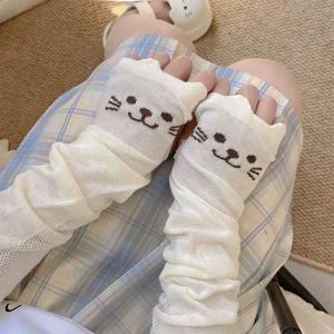 달콤한 고양이 발 모양 자외선 차단 팔토시 귀여운 만화 고양이 패턴 얇고 통기성 좋은 신축성 있는 손목 보호 슬리브