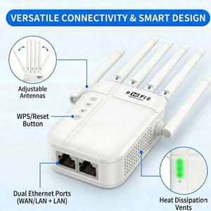 WiFi 6 확장기 1800Mbps 듀얼 밴드 무선 리피터 신호 증폭기 6 안테나 고출력 증폭기 이더넷 포트 포함