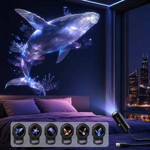 LED USB 프로젝터 램프 3W 6W 별이 빛나는 하늘 밤 빛 고래 나비 해파리 불가사리 패턴 프로젝터 선물 침실 장식