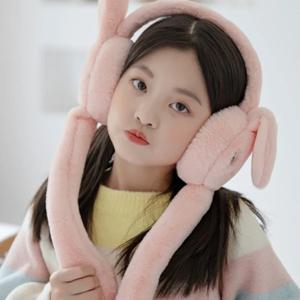 겨울용 따뜻한 귀마개 여성용 소녀용 움직이는 토끼 귀 플러시 귀덮개 귀여운 만화 캐릭터 어린이용 헤어밴드 귀 워머 패션 선물