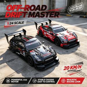 2.4GHz 무선 조종 드리프트 카, 1:24 스케일, 최고 속도 20km/h, 고성능 시뮬레이션 레이싱 모델, RTR(조립 완료 상태) 취미용 차량, 어린이 및 성인을 위한 선물.