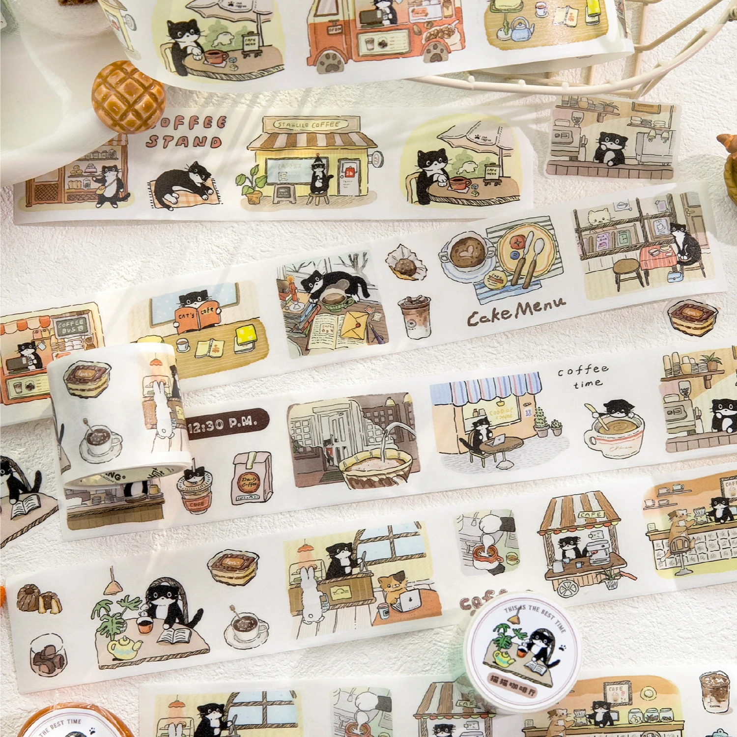 1pc Washi 테이프 빈티지 손으로 그린 ​​따뜻한 치유 귀여운 애완 동물 DIY 장식 스티커