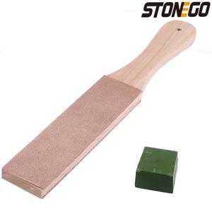 STONEGO 나무 손잡이 가죽 선명 Strop 면도기 칼을위한 수제 면도기 연마 보드 양면 홈 선명 도구