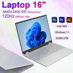 16인치 4K 윈도우 11 프로 노트북 |   인텔 12세대 N95, 32GB DDR4 메모리 + 2TB M.2 SSD, 다재다능한 노트북, 지문 인식 잠금 해제 기능