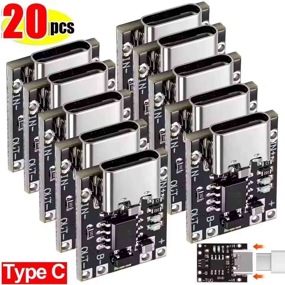 1-20Pcs TP4056 3.7V 리튬 배터리 충전 방전 보드(보호 기능 포함) Type-C USB Type C 리튬 이온 배터리 충전 보드