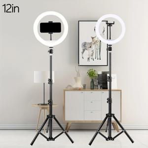 3가지 밝기 조절 모드가 있는 LED 셀카 링 라이트, 110cm 삼각대가 장착된 사진 조명, 모바일 비디오에 적합