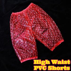 남성용 하이웨이스트 PVC 반바지, 방수 기능, 얼룩 방지, 방수 기능, 종아리 길이, 캐주얼, 야외 활동, 드라이빙, 러닝, 플라스틱 소재